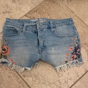 Mossimo Supply Co. Light Blue Jean Shorts with Floral Design
